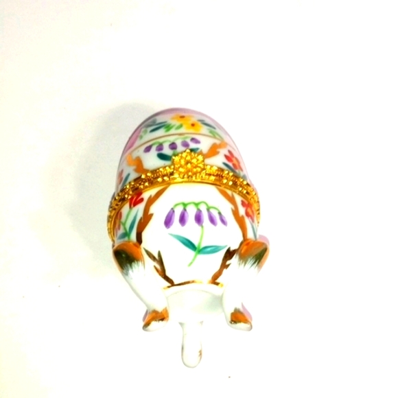 Vintage Porcelain Egg Shaped Hinged Trinket Box Multi Color Floral Gold … - Picture 5 of 5